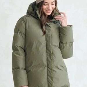 Jenni Kayne S Sage Green Puffer Jacket Feather Down Removable Hood
